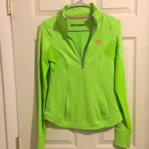 Half zip lime green athletic sweatshirt